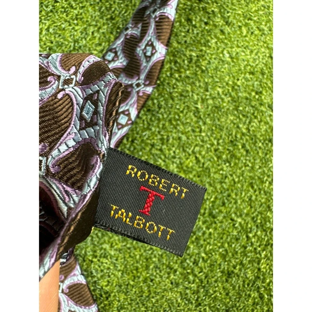 Robert Talbott Silk Tie Brown Geometric Pattern‎ Nordstrom Made in USA